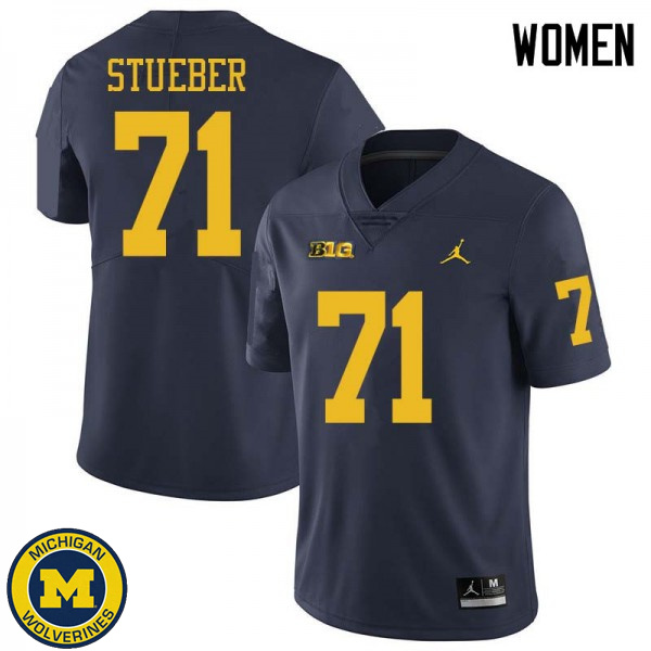 Women Michigan Wolverines #71 Andrew Stueber Navy Jordan Brand High School Jersey